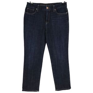 Chicos So Slimming Girlfriend Crop Jeans Mid Rise Dark Wash Denim Petite 6P 0.5P